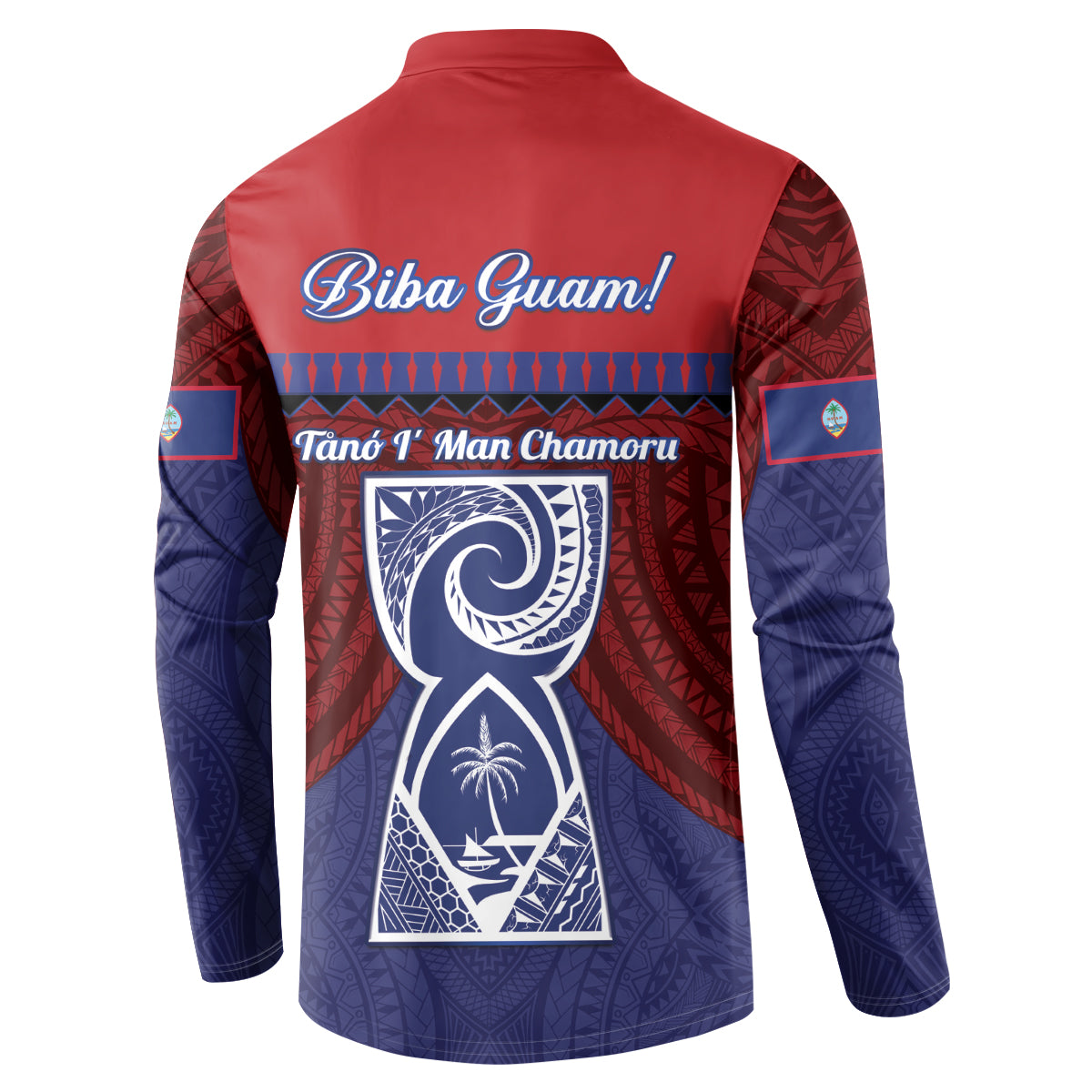 Guam Liberation Day Button Sweatshirt Biba Guahan Chamorro 80th Anniversary - Blue LT14 - Polynesian Pride