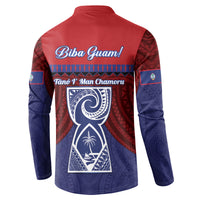 Guam Liberation Day Button Sweatshirt Biba Guahan Chamorro 80th Anniversary - Blue LT14 - Polynesian Pride