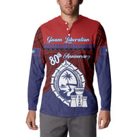 Guam Liberation Day Button Sweatshirt Biba Guahan Chamorro 80th Anniversary - Blue LT14 - Polynesian Pride