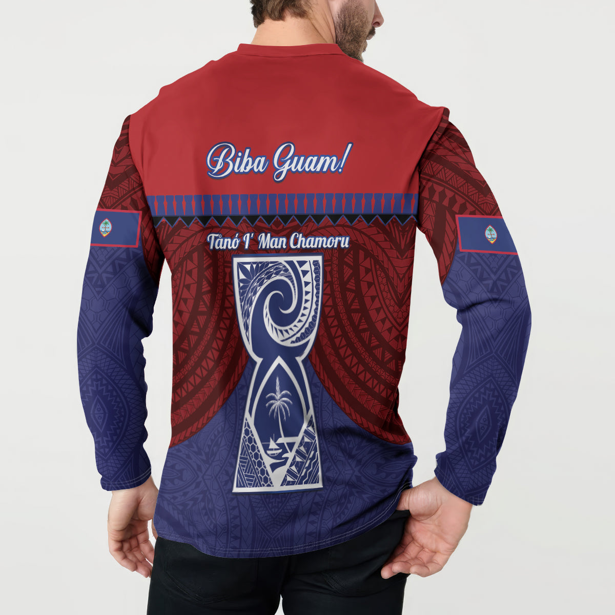 Guam Liberation Day Button Sweatshirt Biba Guahan Chamorro 80th Anniversary - Blue LT14 - Polynesian Pride