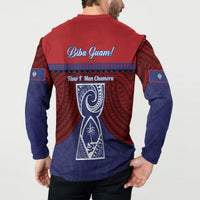 Guam Liberation Day Button Sweatshirt Biba Guahan Chamorro 80th Anniversary - Blue LT14 - Polynesian Pride