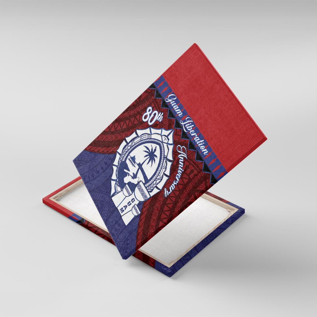 Guam Liberation Day Canvas Wall Art Biba Guahan Chamorro 80th Anniversary - Blue LT14 With Frame Blue - Polynesian Pride