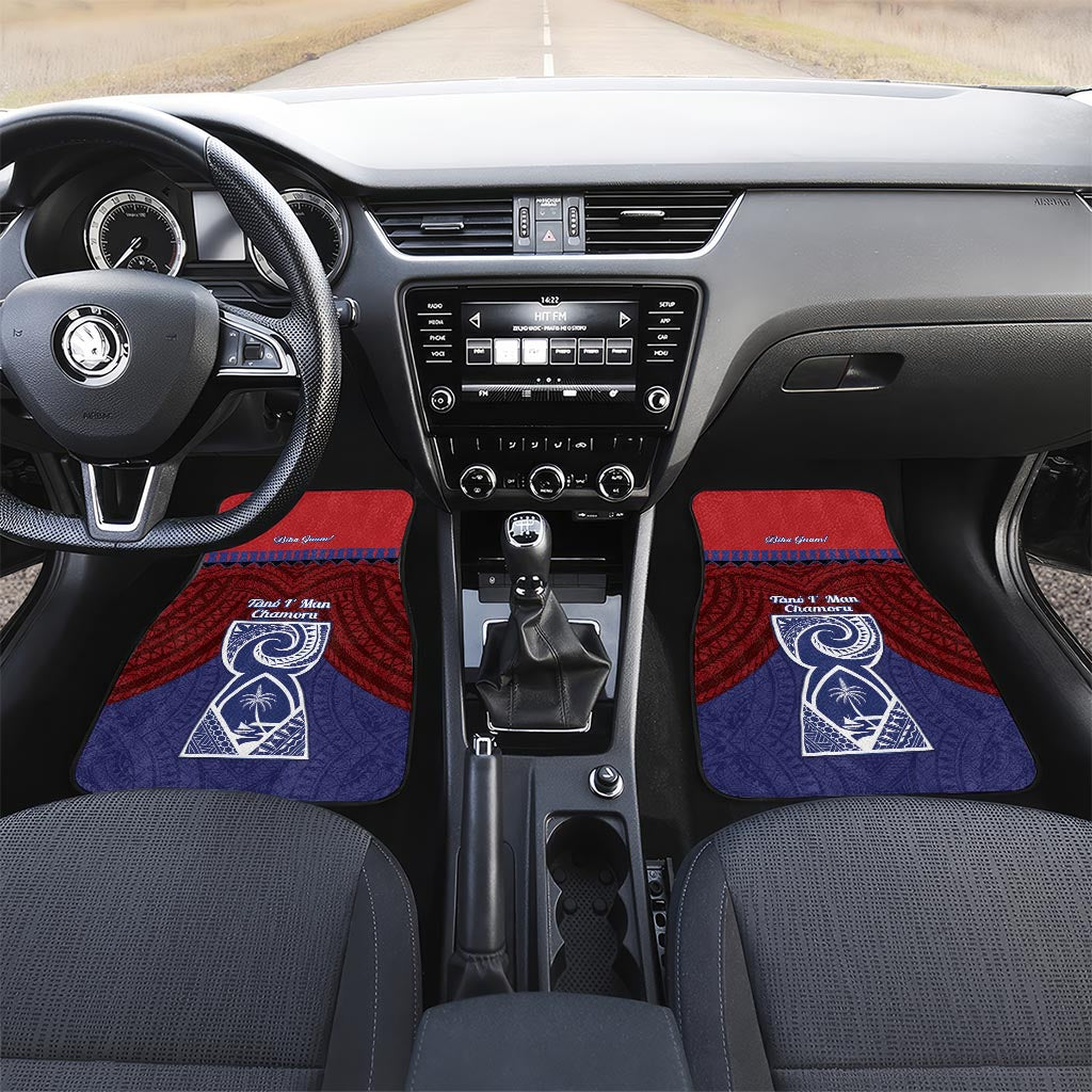 Guam Liberation Day Car Mats Biba Guahan Chamorro 80th Anniversary - Blue LT14 Set 2pcs - Front Blue - Polynesian Pride