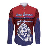 Guam Liberation Day Long Sleeve Button Shirt Biba Guahan Chamorro 80th Anniversary - Blue LT14 Unisex Blue - Polynesian Pride