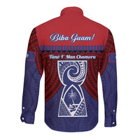 Guam Liberation Day Long Sleeve Button Shirt Biba Guahan Chamorro 80th Anniversary - Blue LT14 - Polynesian Pride