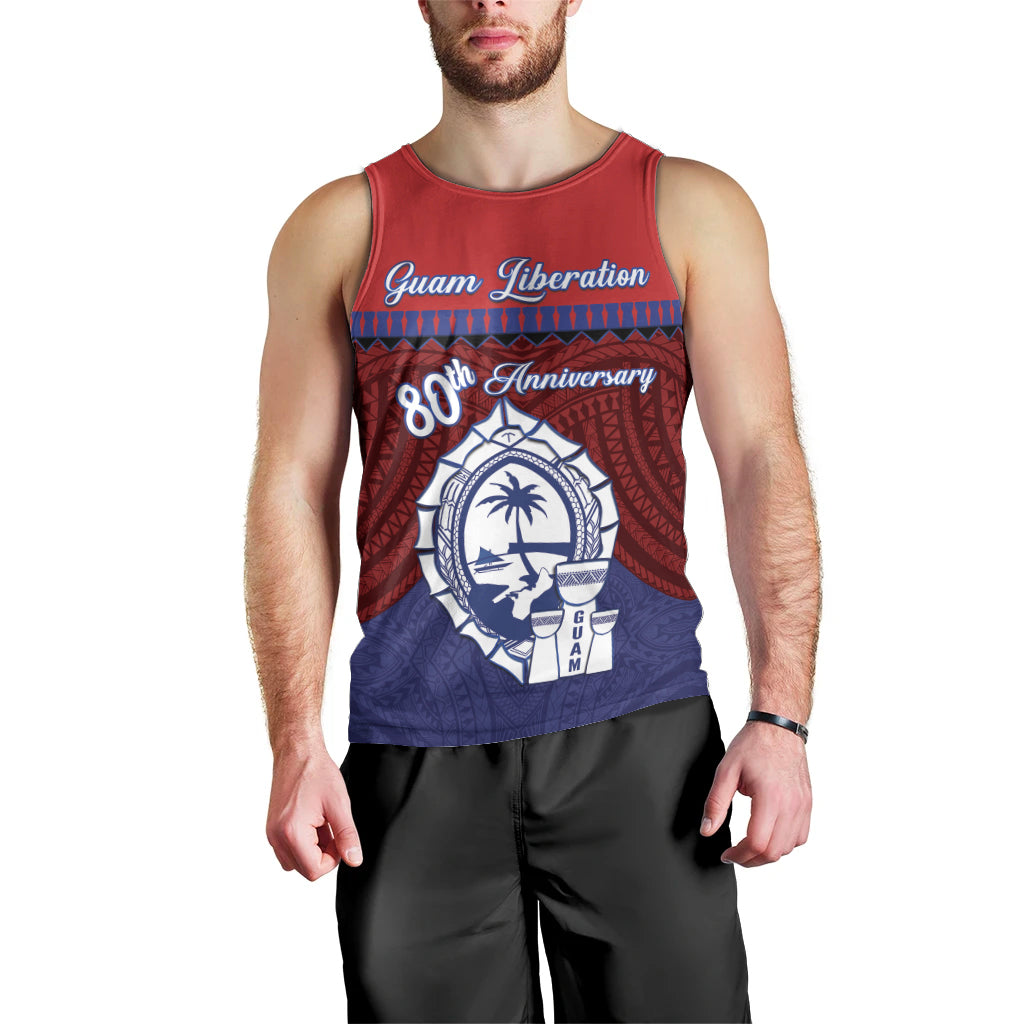 Guam Liberation Day Men Tank Top Biba Guahan Chamorro 80th Anniversary - Blue LT14 - Polynesian Pride
