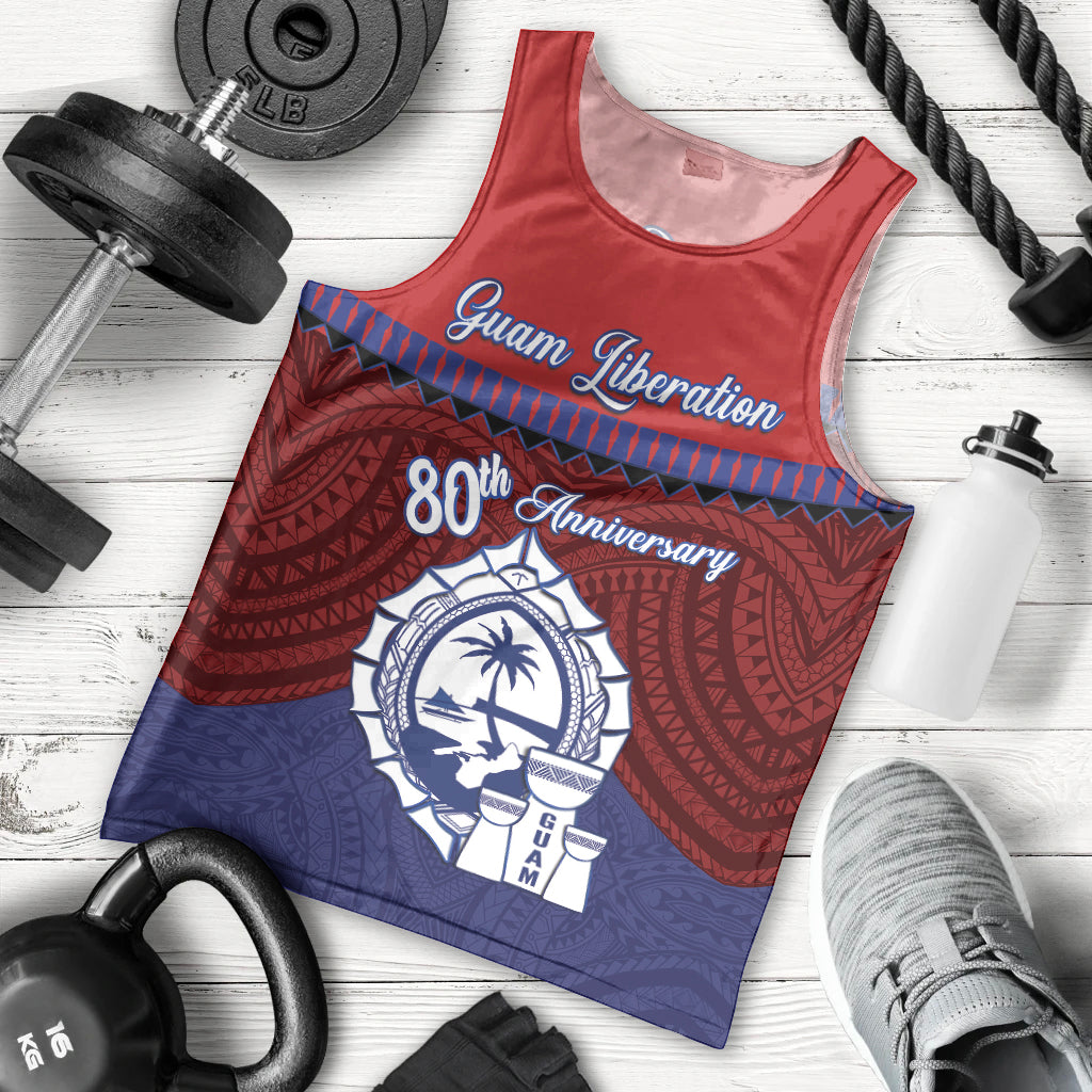 Guam Liberation Day Men Tank Top Biba Guahan Chamorro 80th Anniversary - Blue LT14 - Polynesian Pride