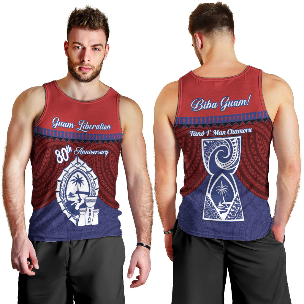Guam Liberation Day Men Tank Top Biba Guahan Chamorro 80th Anniversary - Blue LT14 - Polynesian Pride