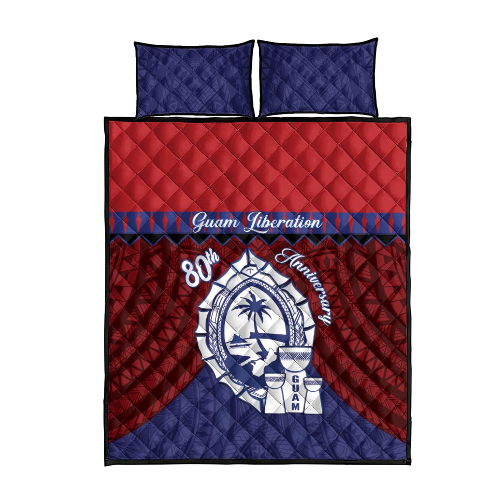 Guam Liberation Day Quilt Bed Set Biba Guahan Chamorro 80th Anniversary - Blue LT14 - Polynesian Pride