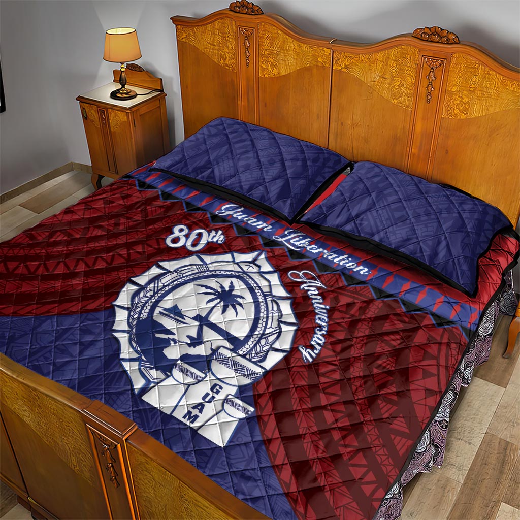 Guam Liberation Day Quilt Bed Set Biba Guahan Chamorro 80th Anniversary - Blue LT14 - Polynesian Pride
