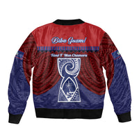 Guam Liberation Day Sleeve Zip Bomber Jacket Biba Guahan Chamorro 80th Anniversary - Blue LT14 - Polynesian Pride