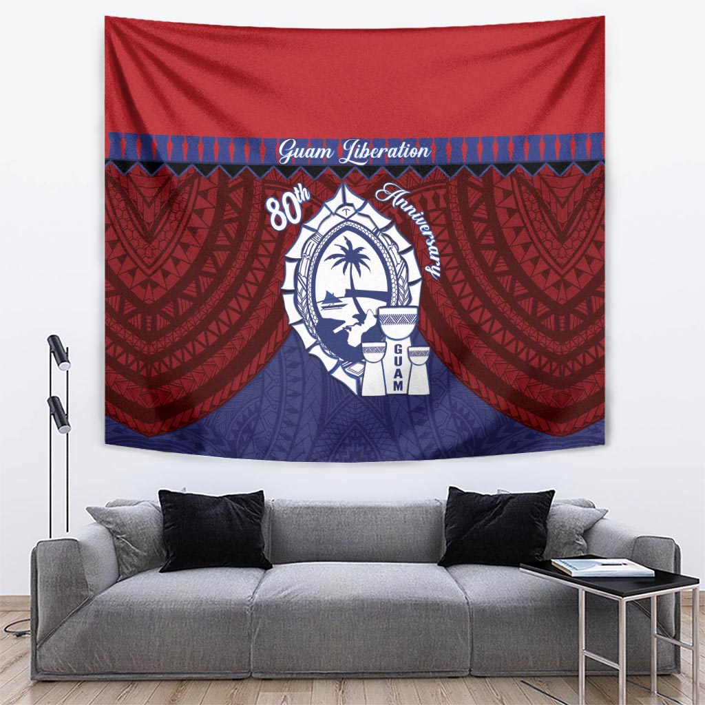 Guam Liberation Day Tapestry Biba Guahan Chamorro 80th Anniversary - Blue LT14 Blue - Polynesian Pride