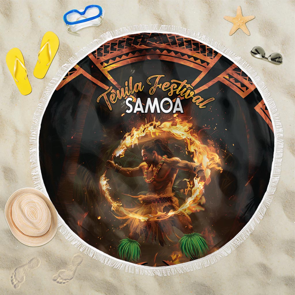 Samoa Teuila 2024 Festival Beach Blanket Samoan Siva Afi With Red Gingers LT14 One Size 150cm Black - Polynesian Pride