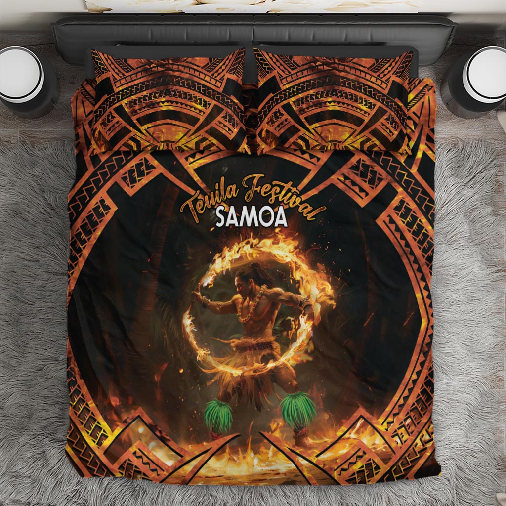 Samoa Teuila 2024 Festival Bedding Set Samoan Siva Afi With Red Gingers LT14 Black - Polynesian Pride