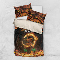 Samoa Teuila 2024 Festival Bedding Set Samoan Siva Afi With Red Gingers LT14 US Twin 172cm x 218cm Black - Polynesian Pride