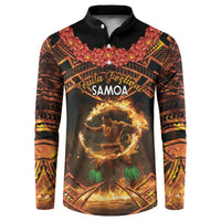 Samoa Teuila 2024 Festival Button Sweatshirt Samoan Siva Afi With Red Gingers LT14 Black - Polynesian Pride