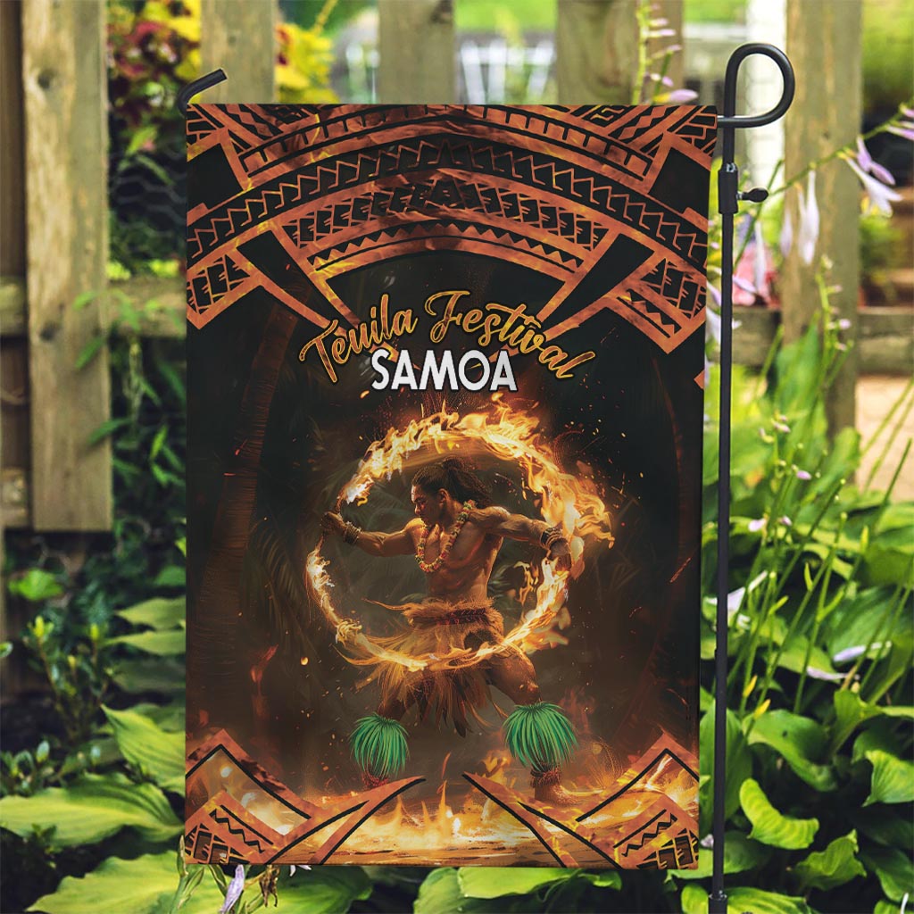 Samoa Teuila 2024 Festival Garden Flag Samoan Siva Afi With Red Gingers LT14 Garden Flag Black - Polynesian Pride