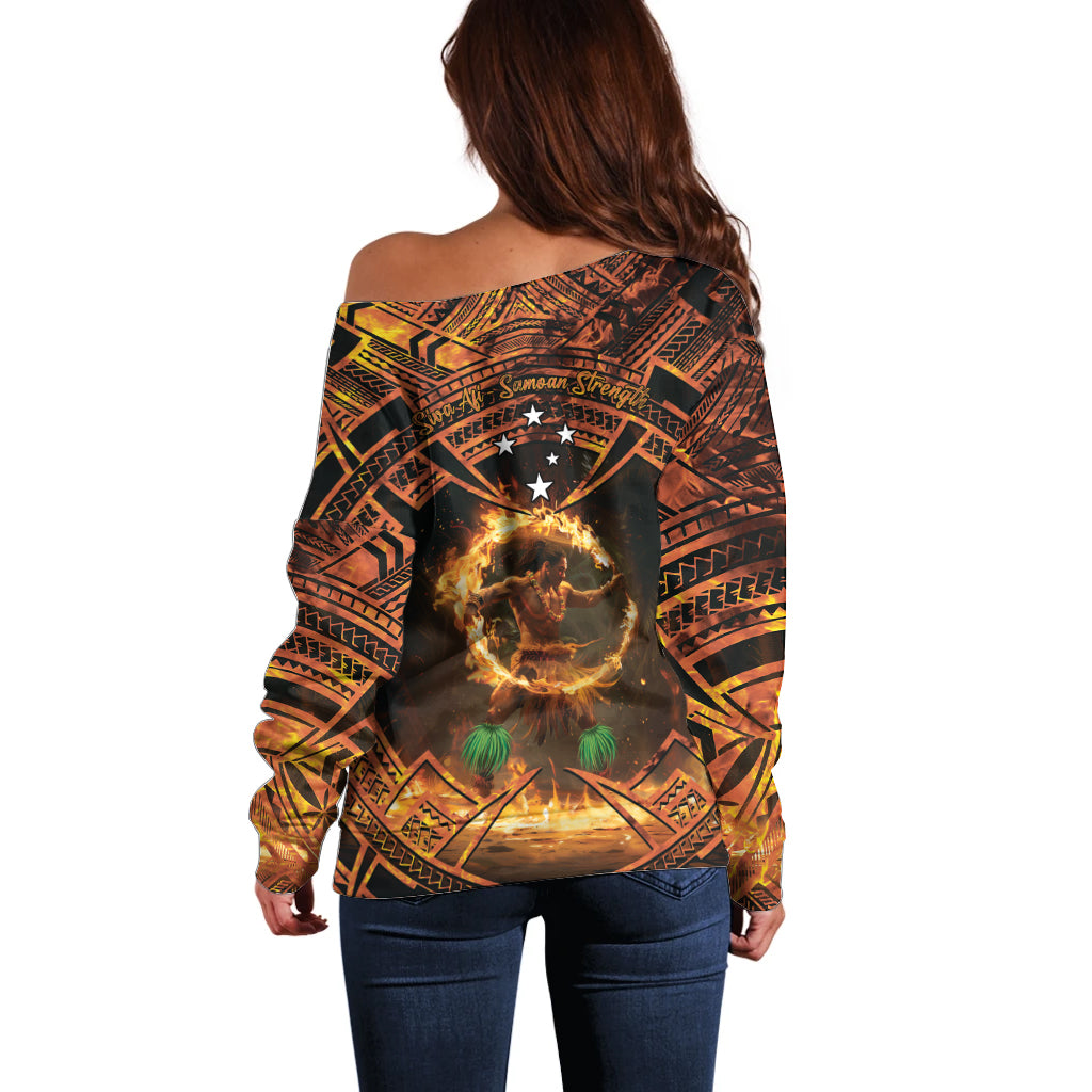 Samoa Teuila 2024 Festival Off Shoulder Sweater Samoan Siva Afi With Red Gingers LT14 - Polynesian Pride
