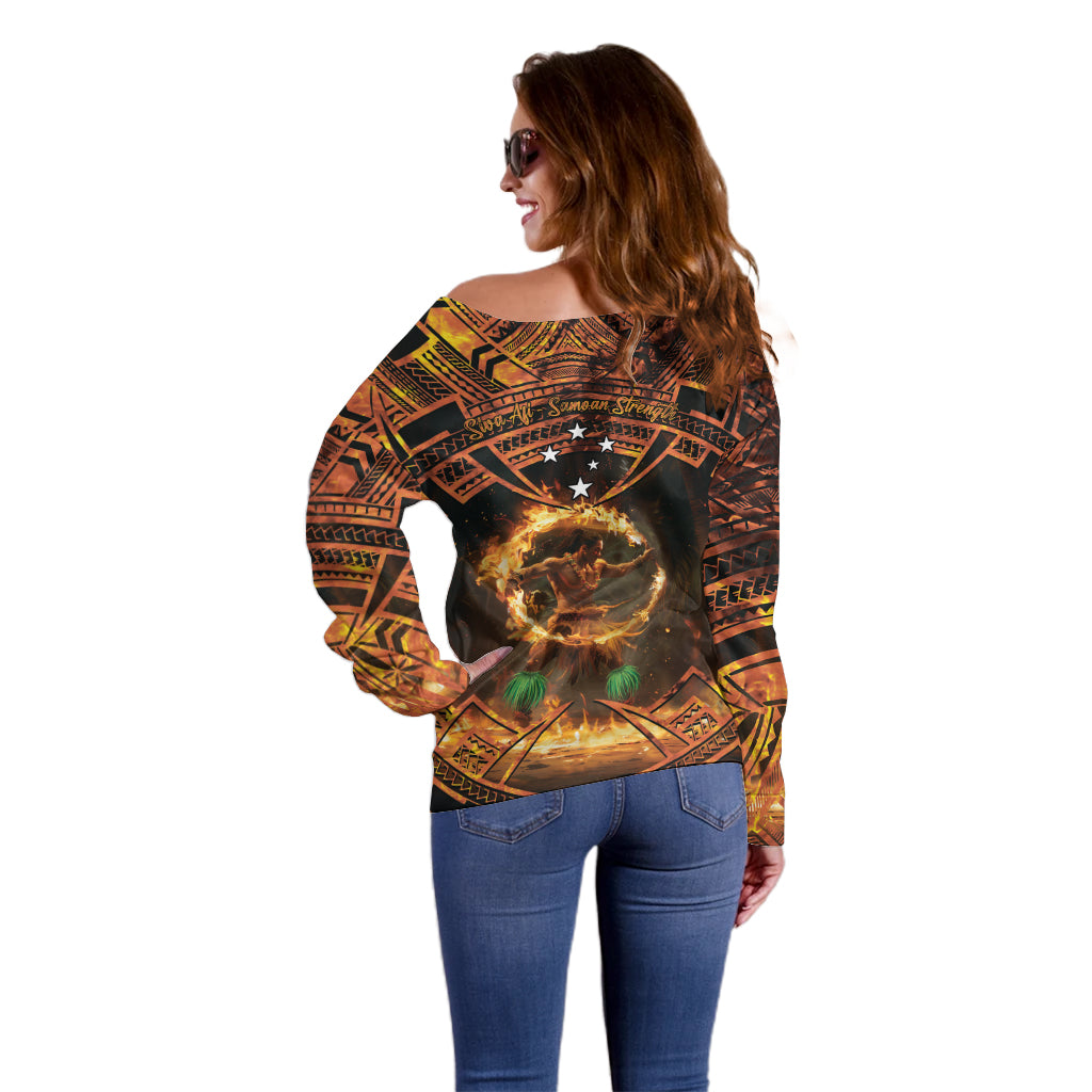 Samoa Teuila 2024 Festival Off Shoulder Sweater Samoan Siva Afi With Red Gingers LT14 - Polynesian Pride