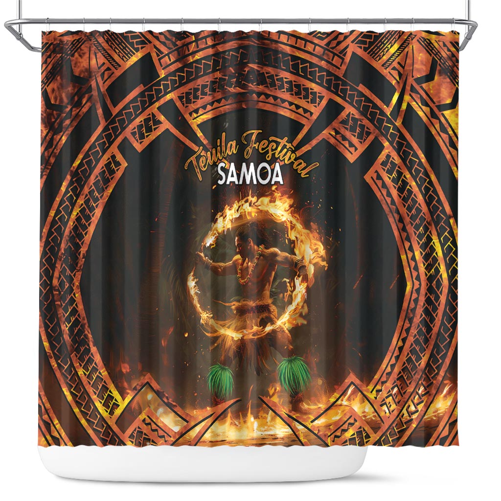 Samoa Teuila 2024 Festival Shower Curtain Samoan Siva Afi With Red Gingers