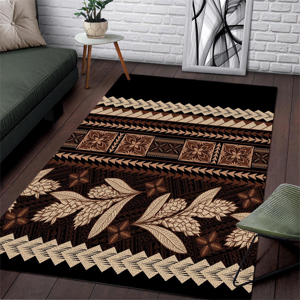 Black Samoa Siapo Teuila Flowers Area Rug LT14 Black - Polynesian Pride