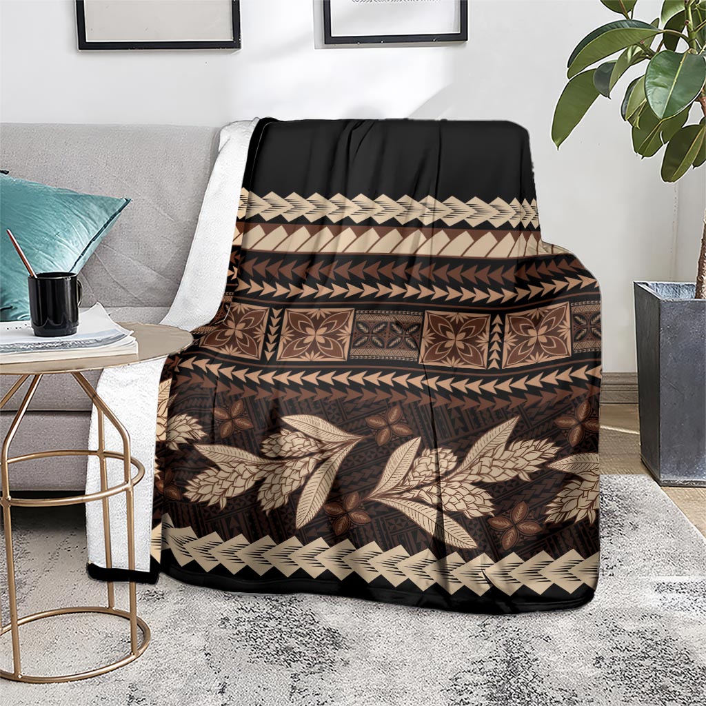 Black Samoa Siapo Teuila Flowers Blanket LT14 - Polynesian Pride