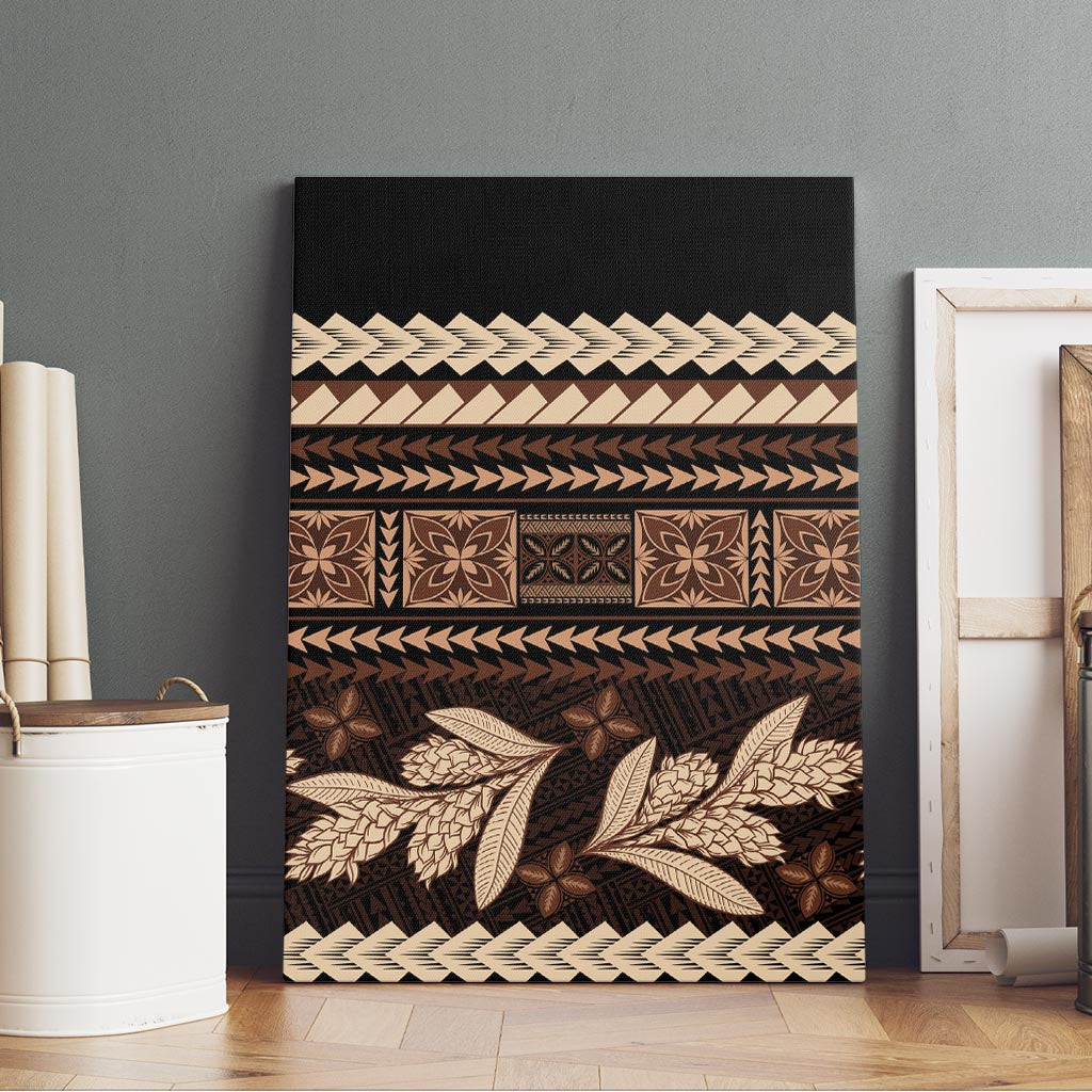 Black Samoa Siapo Teuila Flowers Canvas Wall Art LT14 - Polynesian Pride