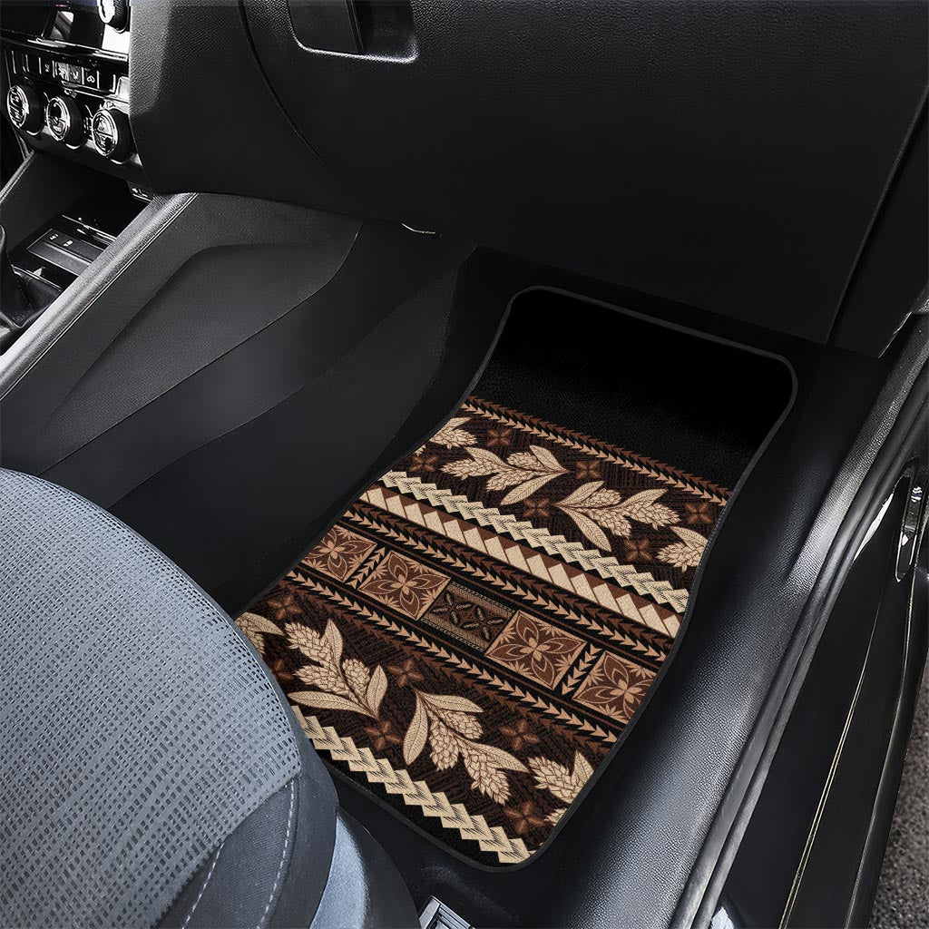 Black Samoa Siapo Teuila Flowers Car Mats LT14 - Polynesian Pride