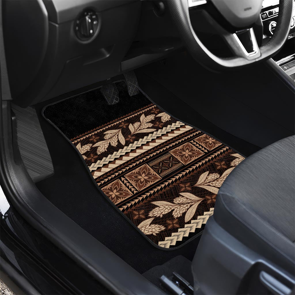 Black Samoa Siapo Teuila Flowers Car Mats LT14 - Polynesian Pride