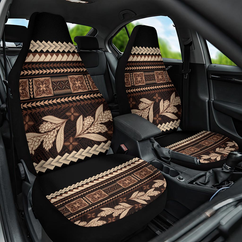 Black Samoa Siapo Teuila Flowers Car Seat Cover LT14 One Size Black - Polynesian Pride
