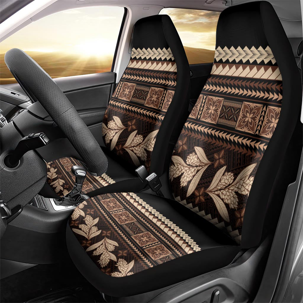 Black Samoa Siapo Teuila Flowers Car Seat Cover LT14 - Polynesian Pride