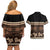 Black Samoa Siapo Teuila Flowers Couples Matching Off Shoulder Short Dress and Hawaiian Shirt