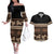 Black Samoa Siapo Teuila Flowers Couples Matching Off The Shoulder Long Sleeve Dress and Hawaiian Shirt