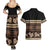 Black Samoa Siapo Teuila Flowers Couples Matching Summer Maxi Dress and Hawaiian Shirt