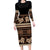 Black Samoa Siapo Teuila Flowers Family Matching Long Sleeve Bodycon Dress and Hawaiian Shirt