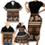 Black Samoa Siapo Teuila Flowers Family Matching Short Sleeve Bodycon Dress and Hawaiian Shirt