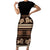 Black Samoa Siapo Teuila Flowers Family Matching Short Sleeve Bodycon Dress and Hawaiian Shirt