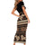 Black Samoa Siapo Teuila Flowers Family Matching Short Sleeve Bodycon Dress and Hawaiian Shirt