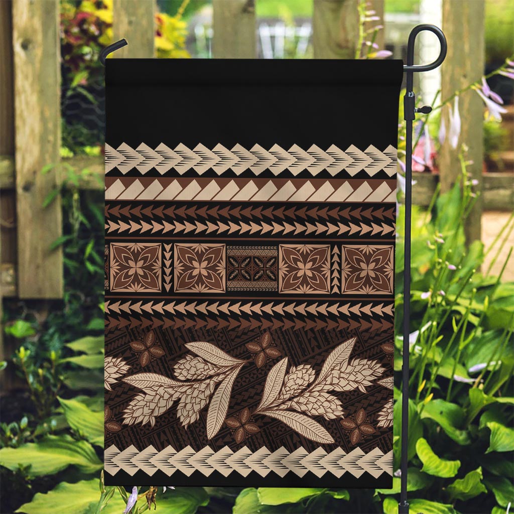 Black Samoa Siapo Teuila Flowers Garden Flag LT14 Garden Flag Black - Polynesian Pride