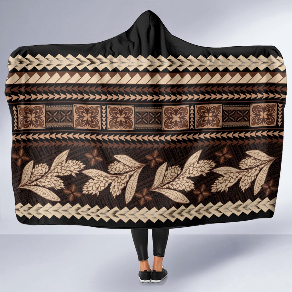 Black Samoa Siapo Teuila Flowers Hooded Blanket LT14 - Polynesian Pride