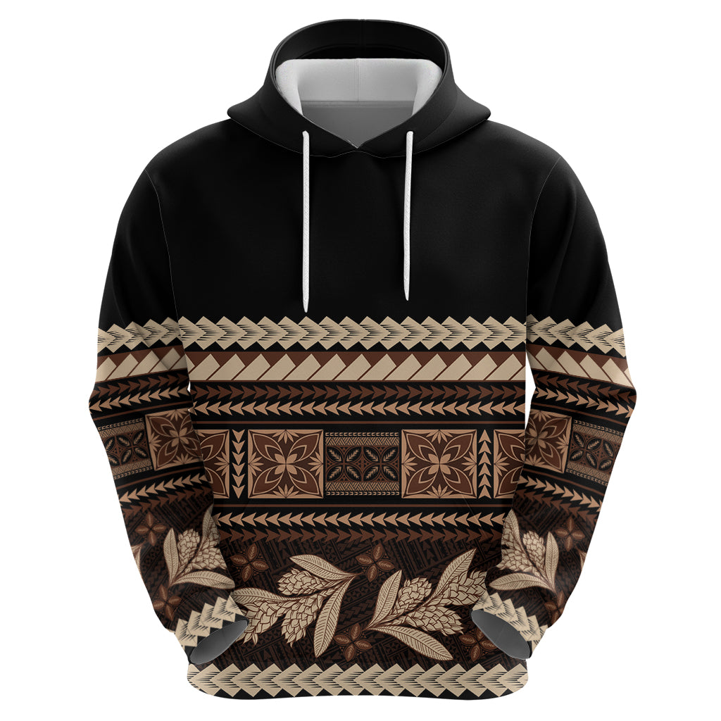 Black Samoa Siapo Teuila Flowers Hoodie LT14 - Polynesian Pride