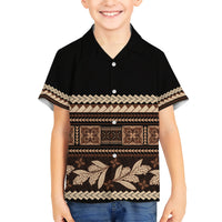 Black Samoa Siapo Teuila Flowers Kid Hawaiian Shirt LT14 Kid Black - Polynesian Pride