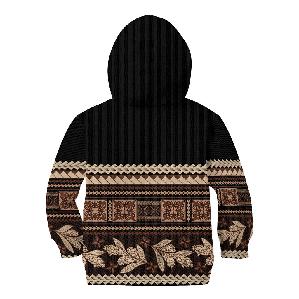 Black Samoa Siapo Teuila Flowers Kid Hoodie LT14 - Polynesian Pride