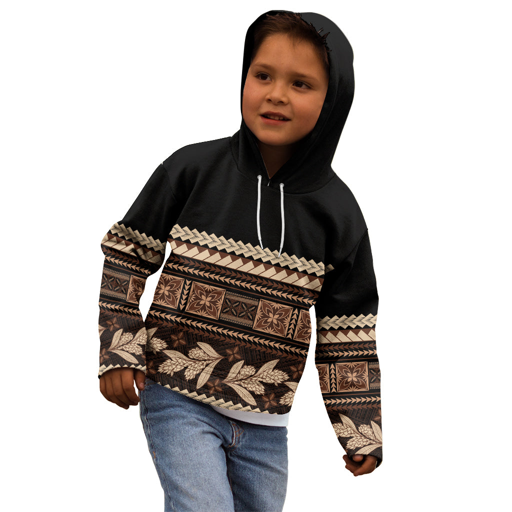 Black Samoa Siapo Teuila Flowers Kid Hoodie LT14 - Polynesian Pride