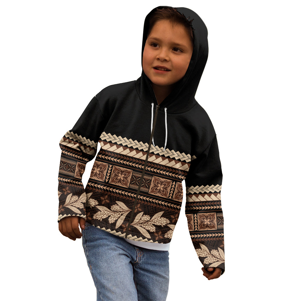 Black Samoa Siapo Teuila Flowers Kid Hoodie LT14 - Polynesian Pride