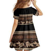 Black Samoa Siapo Teuila Flowers Kid Short Sleeve Dress LT14 - Polynesian Pride