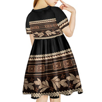 Black Samoa Siapo Teuila Flowers Kid Short Sleeve Dress LT14 - Polynesian Pride