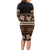 Black Samoa Siapo Teuila Flowers Long Sleeve Bodycon Dress