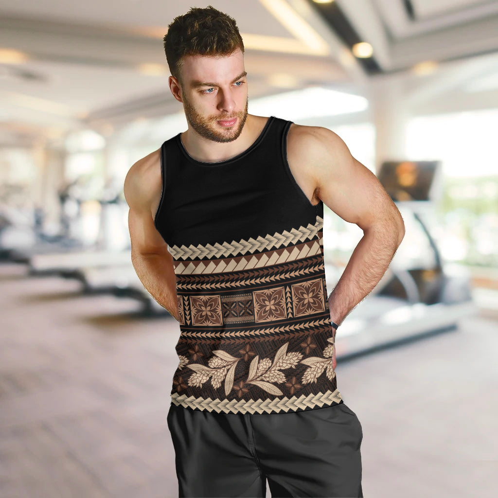 Black Samoa Siapo Teuila Flowers Men Tank Top LT14 Black - Polynesian Pride