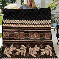 Black Samoa Siapo Teuila Flowers Quilt LT14 Black - Polynesian Pride